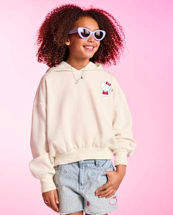Girls Hello KittyÂ® Puff Print Premium Fleece Hoodie