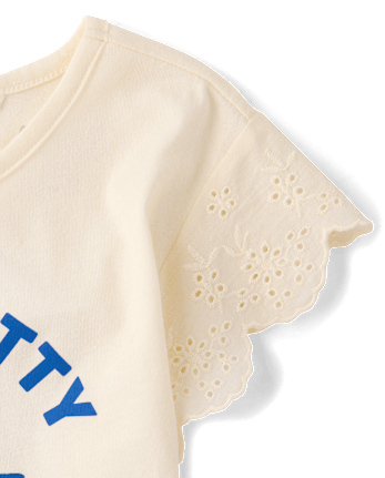 Girls Hello KittyÂ® And Friends Rhinestone Eyelet Flutter Top