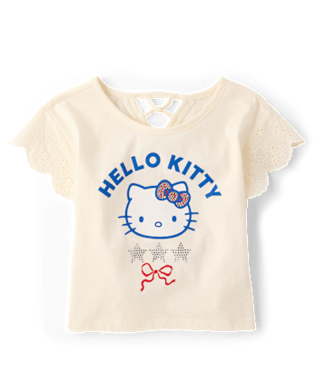 Girls Hello KittyÂ® And Friends Rhinestone Eyelet Flutter Top