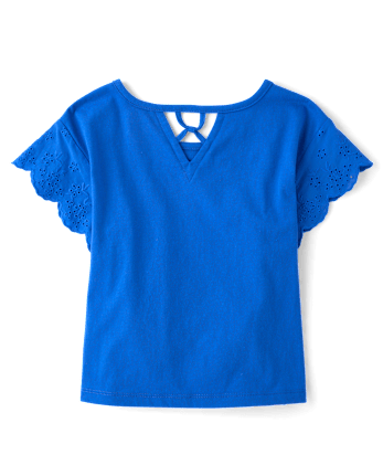 Girls Hello KittyÂ® And Friends Rhinestone Eyelet Flutter Top