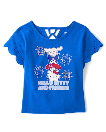 Girls Hello Kitty® And Friends Rhinestone Eyelet Flutter Top