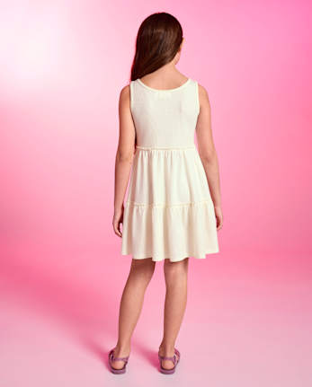 Girls Hello KittyÂ® Bow Ribbed V-Waist Dress