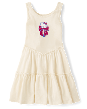 Girls Hello Kitty® Bow Ribbed V-Waist Dress
