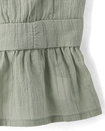 Girls Tie Shoulder Textured Tank Top