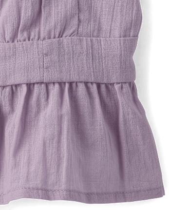 Girls Tie Shoulder Textured Tank Top