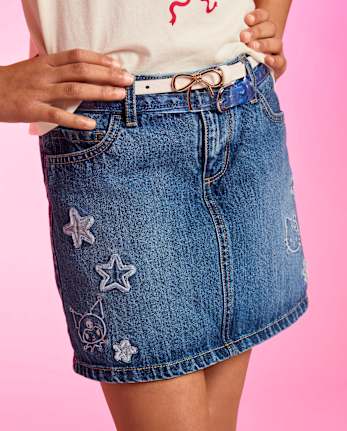 Girls Hello Kitty® And Friends Applique Star Denim Skort
