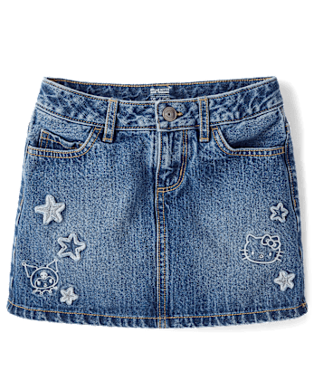 Girls Hello KittyÂ® And Friends Applique Star Denim Skort