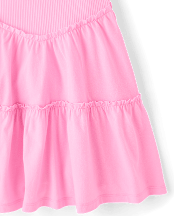 Girls Ribbed Tiered V-Waist Dress