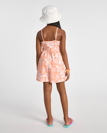 Girls Print V-Waist Romper