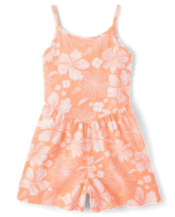 Girls Print V-Waist Romper