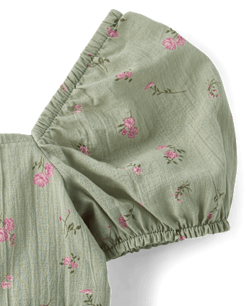 Girls Floral Textured Bow Back Top