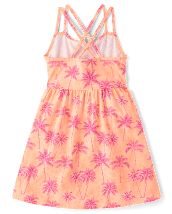 Girls Print Cross Back Dress
