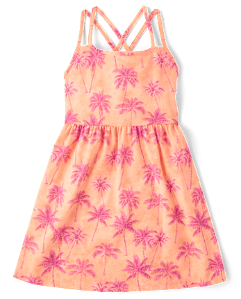 Girls Print Cross Back Dress