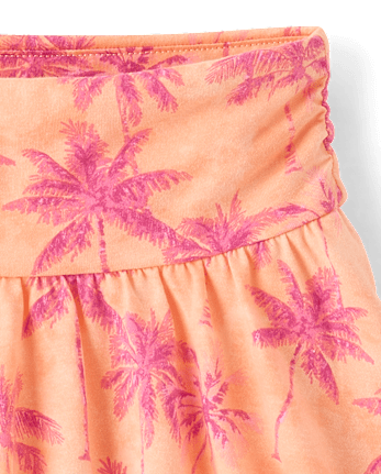 Girls Print High Rise Ruched Skort