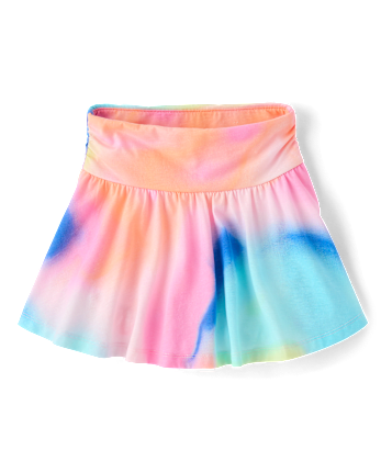 Girls Print High Rise Ruched Skort
