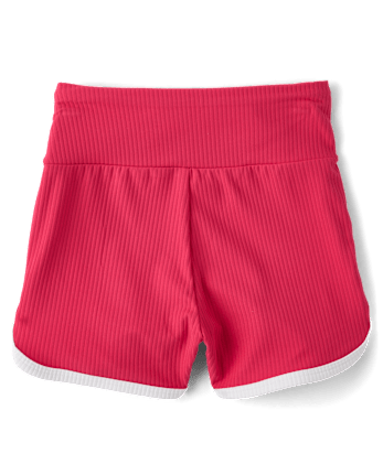 Short cycliste côtelé taille haute pour filles avec motif dauphin