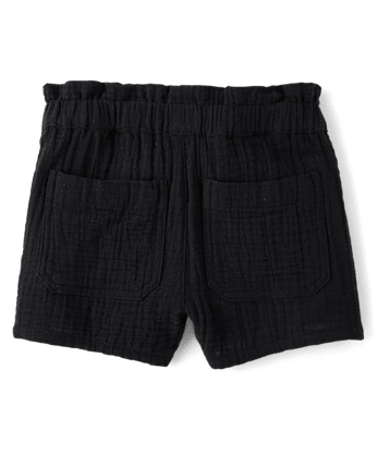 Shorty en gaze pour filles, taille haute, style paperbag