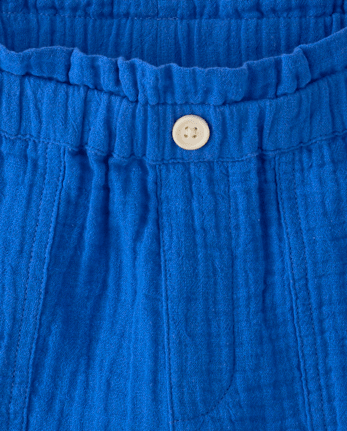 Girls Gauze Paperbag Waist Shortie Shorts