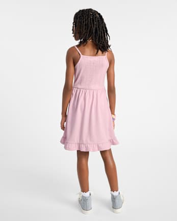 Girls Pointelle V-Waist Dress
