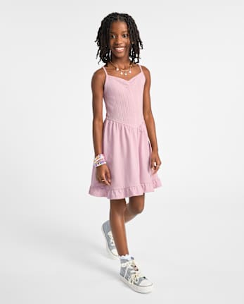 Girls Pointelle V-Waist Dress