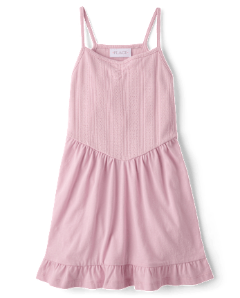 Girls Pointelle V-Waist Dress