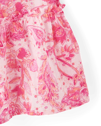 Girls Print Textured Bow Shoulder Dress