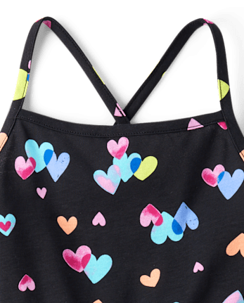 Robe à volants arc-en-ciel cœur pour fille