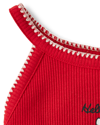 Girls Hello Kitty® Bow High Neck Ribbed Tank Top