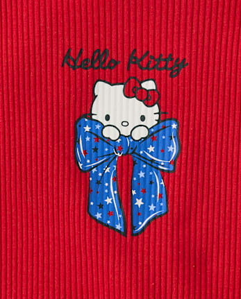 Girls Hello KittyÂ® Bow High Neck Ribbed Tank Top