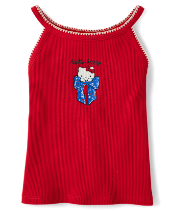 Girls Hello Kitty® Bow High Neck Ribbed Tank Top