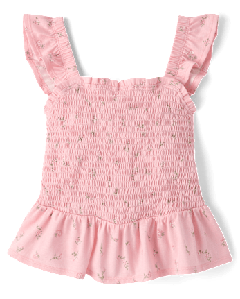 Girls Floral Ruffle Peplum Top