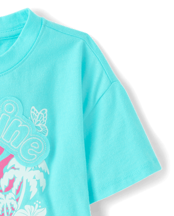 Haut court de vacances à appliqués pour filles