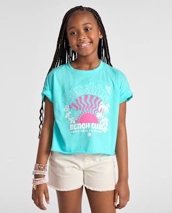Haut court de vacances à appliqués pour filles