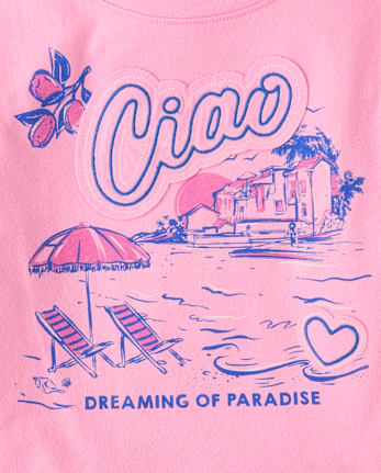 Girls Applique Vacation Top