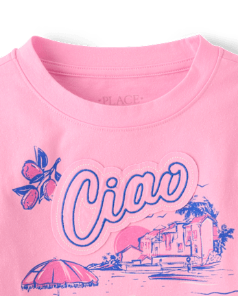 Girls Applique Vacation Top