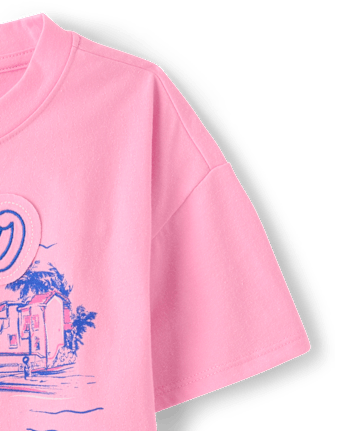 Girls Applique Vacation Top