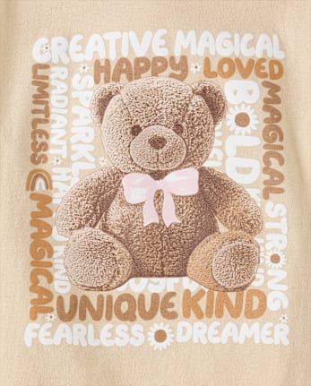 Girls Teddy Bear Graphic Tee