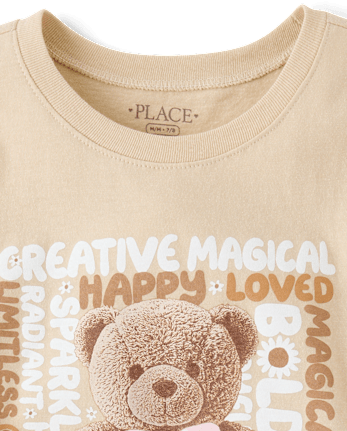 Girls Teddy Bear Graphic Tee