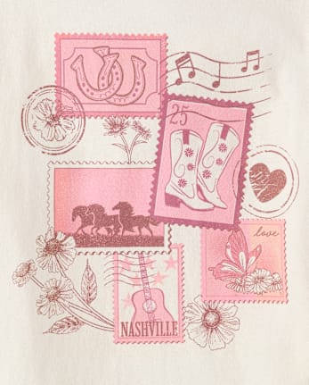 Girls Western Stamps Graphic Tee