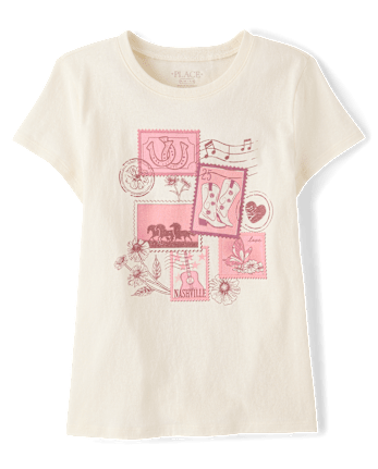 Girls Western Stamps Graphic Tee