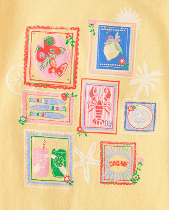 Girls Summer Stamps Graphic Tee