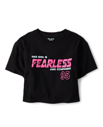 T-shirt graphique court décontracté pour filles sans peur