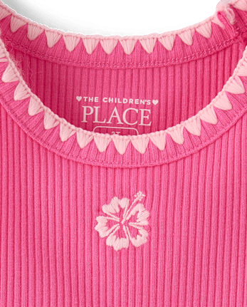 Baby And Toddler Girls Embroidered Icon Ribbed Tank Top