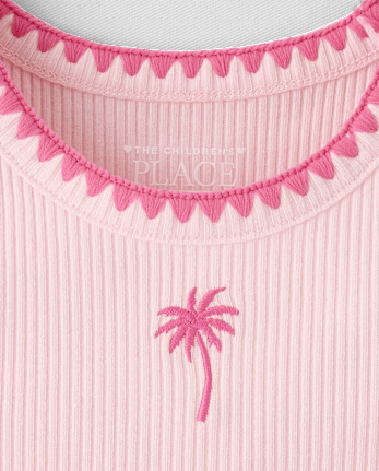 Baby And Toddler Girls Embroidered Icon Ribbed Tank Top