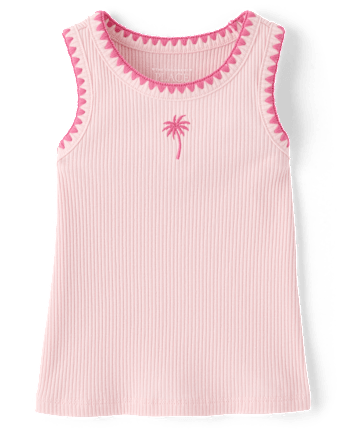 Baby And Toddler Girls Embroidered Icon Ribbed Tank Top