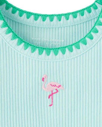 Baby And Toddler Girls Embroidered Icon Ribbed Tank Top