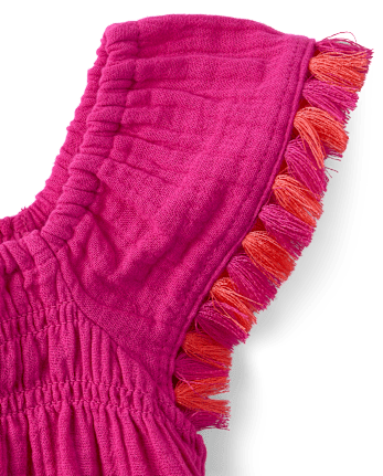 Toddler Girls Tassel Gauze Flutter Top