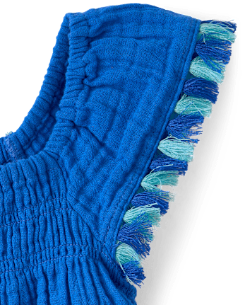 Toddler Girls Tassel Gauze Flutter Top