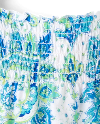 Débardeur à smocks à motifs cachemire pour petites filles