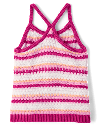 Toddler Girls Striped Crochet 2-Piece Outfit Set